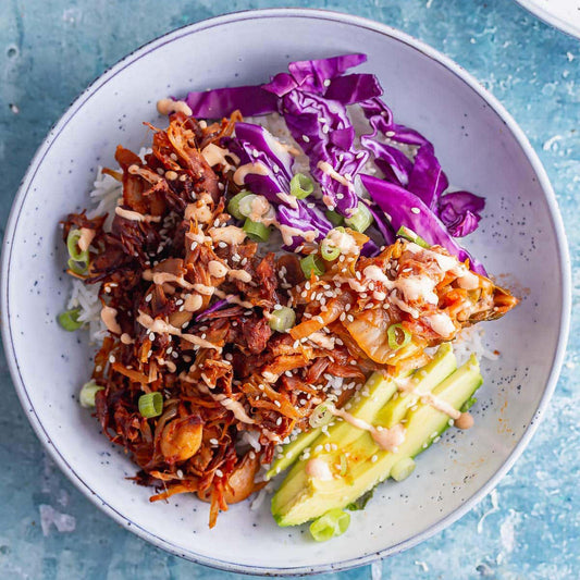 BBQ Jackfruit, Apple Cider Slaw & Sweet Potato Discs