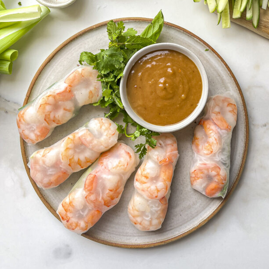 Vietnamese Rice Paper Spring Rolls With Thai Peanut Sauce